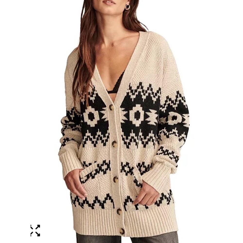 Lucky Brand Cream and Black Cardigan
